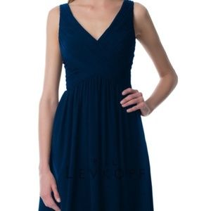 Bill Levkoff Short Chiffon Navy Bridesmaid Dress